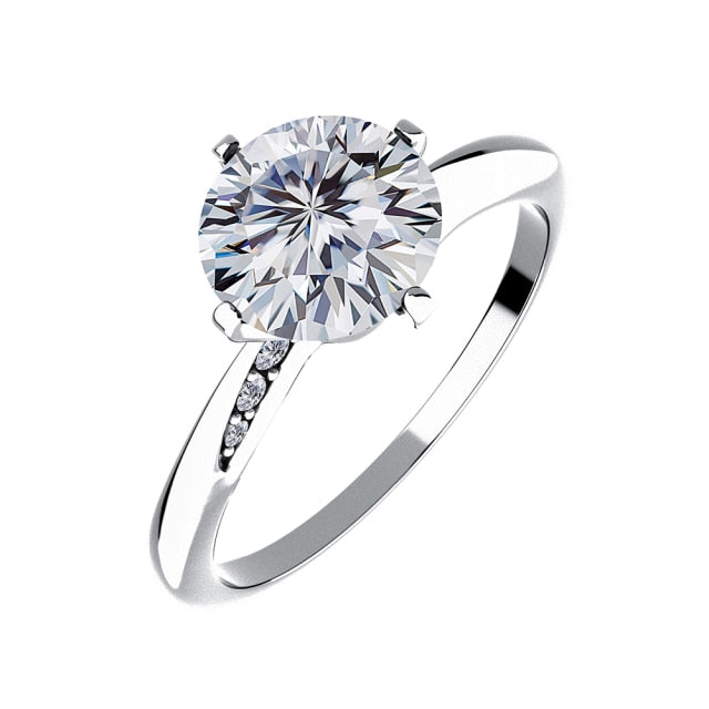 14k White Yellow Gold Lab Diamond Womens 6.5mm 1Ct VVS1 Bling Center Stone Rings