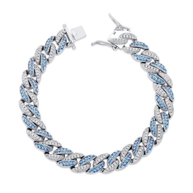 10mm Flooded Ice Street Wear Thick Cut Miami Cuban Link Chain Bracelets