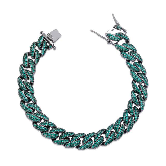 10mm Flooded Ice Street Wear Thick Cut Miami Cuban Link Chain Bracelets