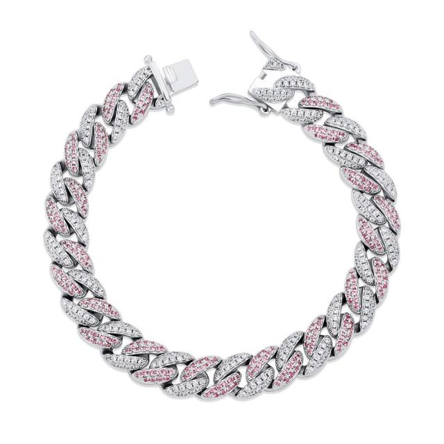 10mm Flooded Ice Street Wear Thick Cut Miami Cuban Link Chain Bracelets