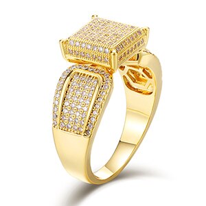 True Micro Pave Mens Flooded Ice Four Corner Hip Hop Rings