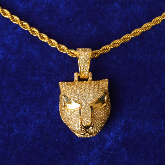 Move in Silence | Flooded Ice Leopard Head Hip Hop Pendant Chain Necklace