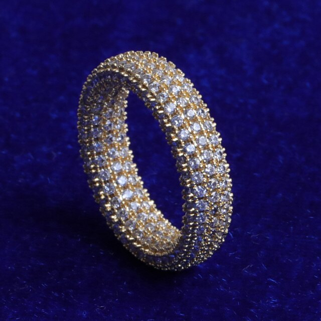 Men’s Total Eclipse Flooded Ice Hip Hop 5A Stone Ring White Gold Bling Ring