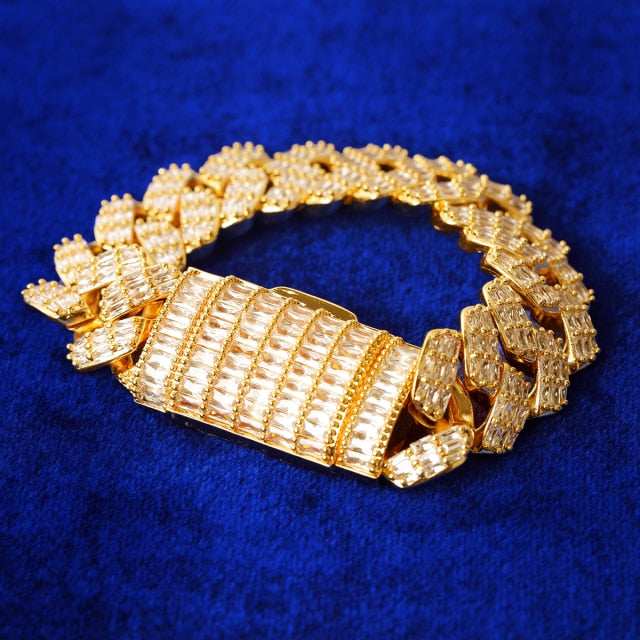 Iced Water | 20mm Baguette Blinged Out Miami Cuban Link Chain Bracelet