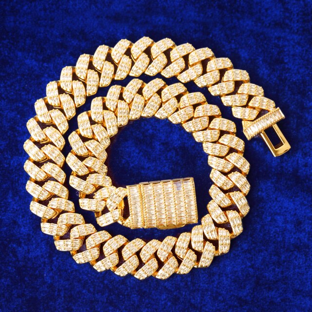 Iced Water | 20mm Baguette Blinged Out Miami Cuban Link Chain Necklace