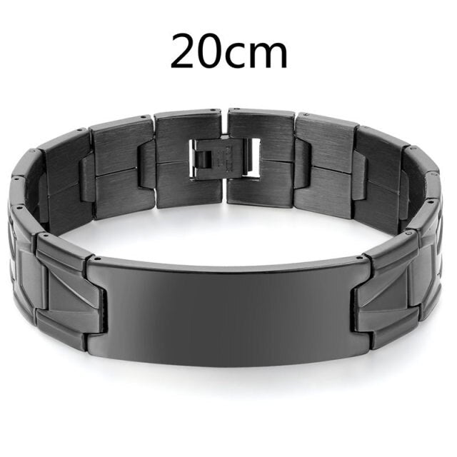 Polished Black Stainless Steel Mens Lords Prayer High Fashion Bracelets