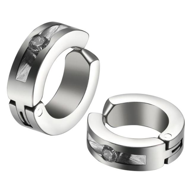 No Tarnish Stainless Steel No Piercing Clamp Huggie Hoop Bling Earrings