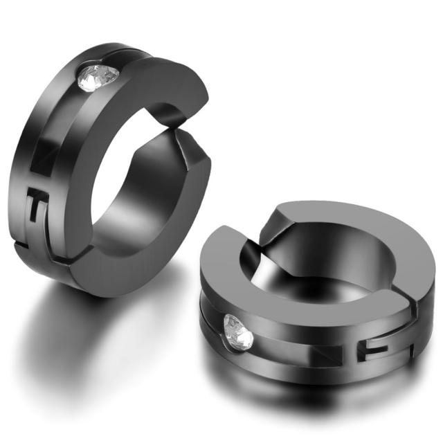 No Tarnish Stainless Steel No Piercing Clamp Huggie Hoop Bling Earrings