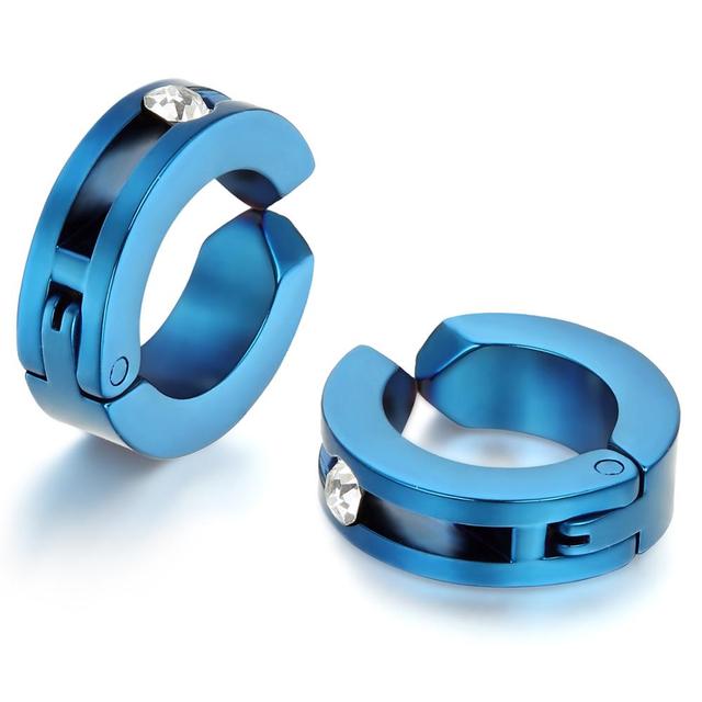 No Tarnish Stainless Steel No Piercing Clamp Huggie Hoop Bling Earrings