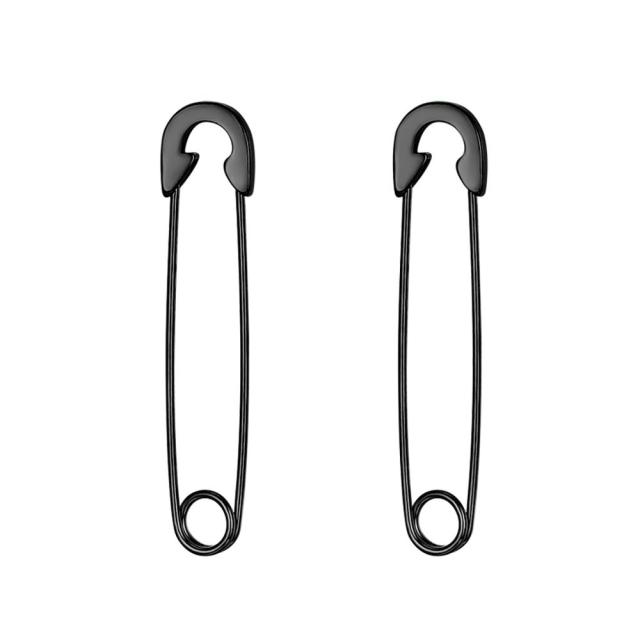 Punk Rock Unique Design Gold Silver Rainbow Color Stainless Steel Saftey Pin Earrings