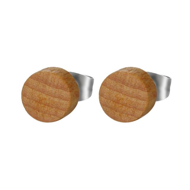 Wooden Stud 6mm - 12mm Wood Stainless Steel Stud New Fashion Earrings