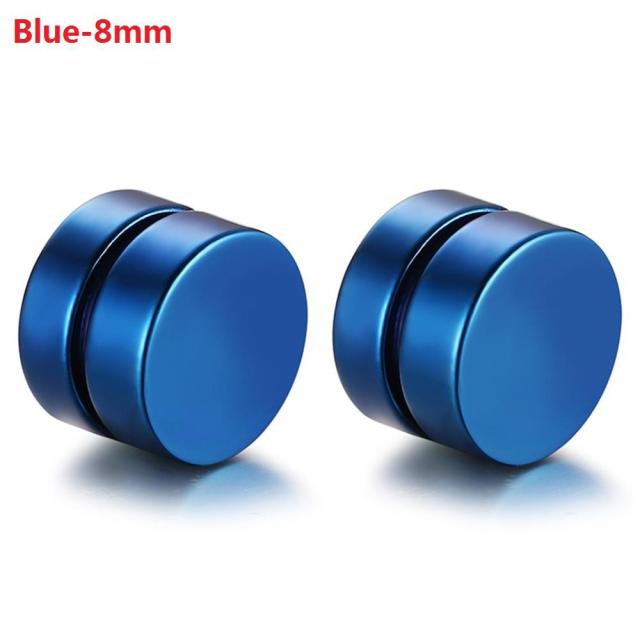 Non Piercing Magnet Magnetic Stainless Steel Bling Round Stud Earrings