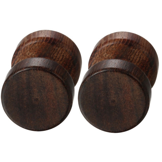 Wooden 8mm 10mm 12mm Wood Dumbell Barbell Double Sided Screw Back Earrings