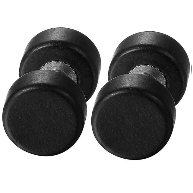 Wooden 8mm 10mm 12mm Wood Dumbell Barbell Double Sided Screw Back Earrings