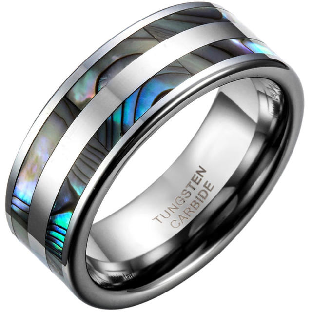 Couples Tungsten Carbide Abalone Sea Shell 8mm Lovers Rings