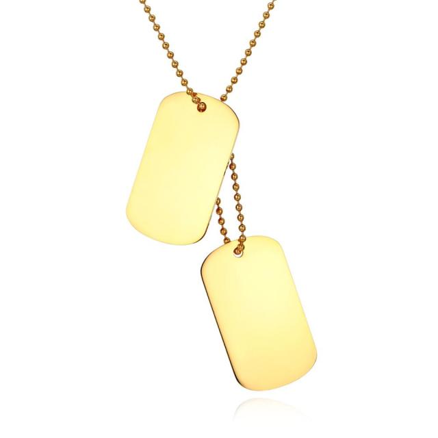 Mens Hip Hop Clean Classic Army Military Stainless Steel Dog Tag Pendant Chain Necklaces