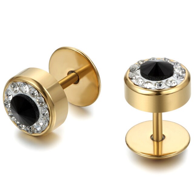 Titanium Stainless Steel Barbell Style Bling Street Wear Earrings