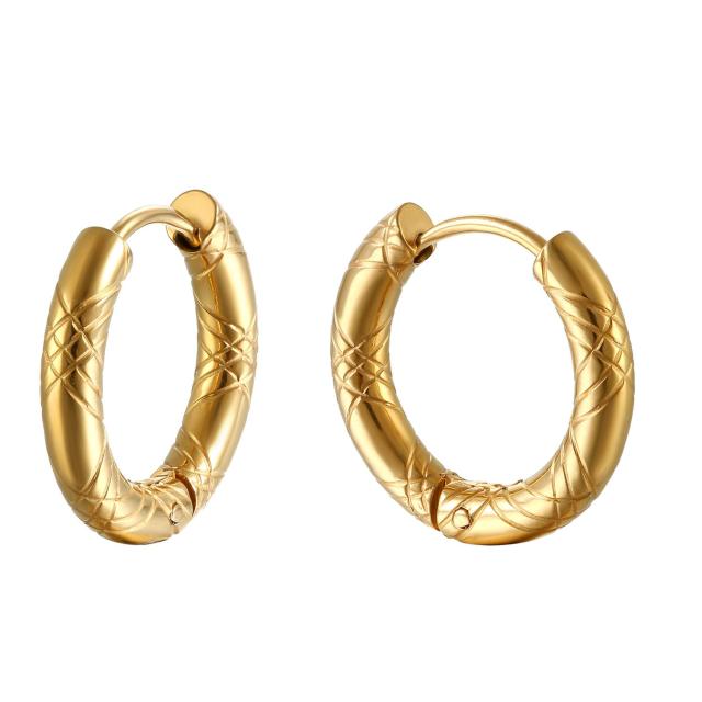 Mens Unisex Gold Black Silver over Stainless Steel Designer Hoop Earrings