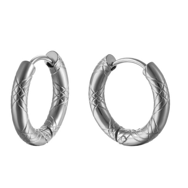 Mens Unisex Gold Black Silver over Stainless Steel Designer Hoop Earrings