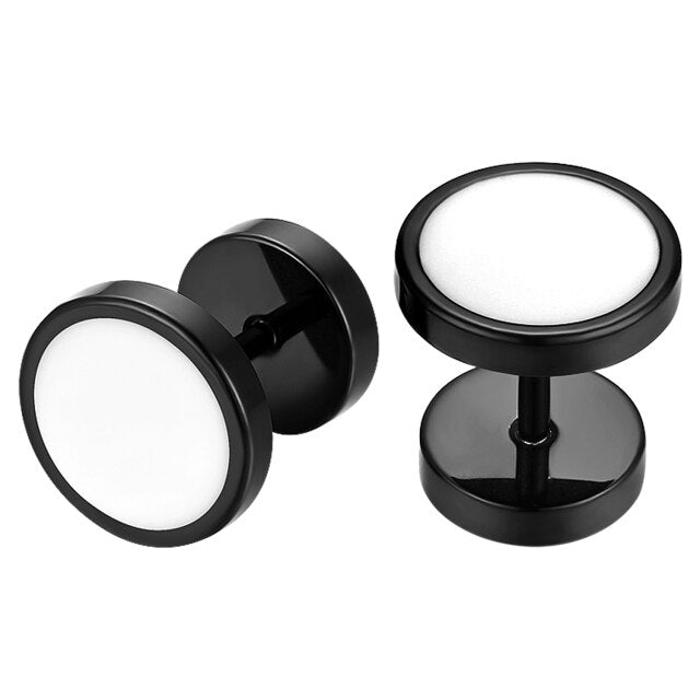 6mm - 12mm Gold Silver Black White Hole Style Screw Back Stainless Steel Earrings