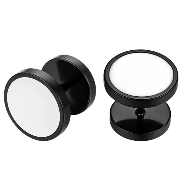 6mm - 12mm Gold Silver Black White Hole Style Screw Back Stainless Steel Earrings