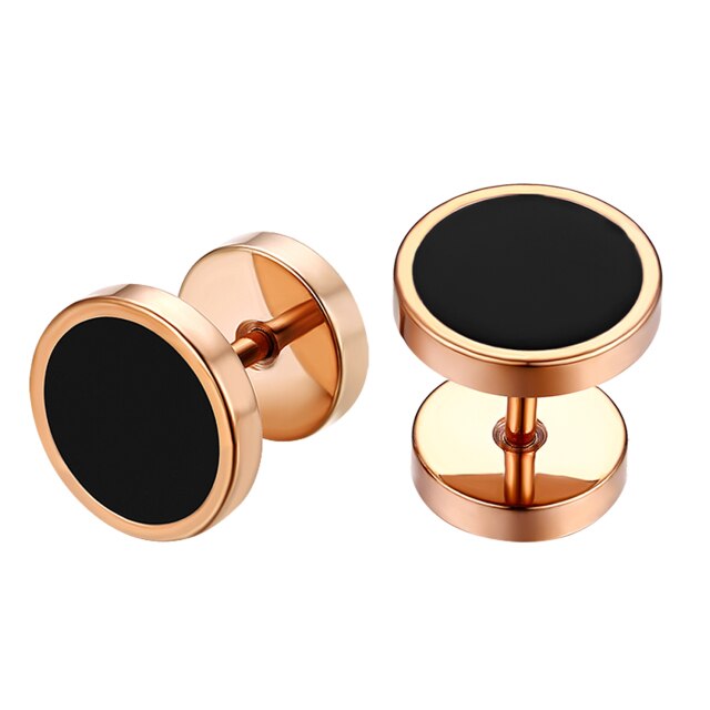 6mm - 12mm Gold Silver Black White Hole Style Screw Back Stainless Steel Earrings