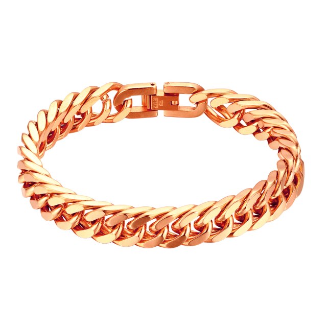 10mm No Tarnish Miami Cuban Link Stainless Steel Rose Gold 14k Silver Black Bracelets