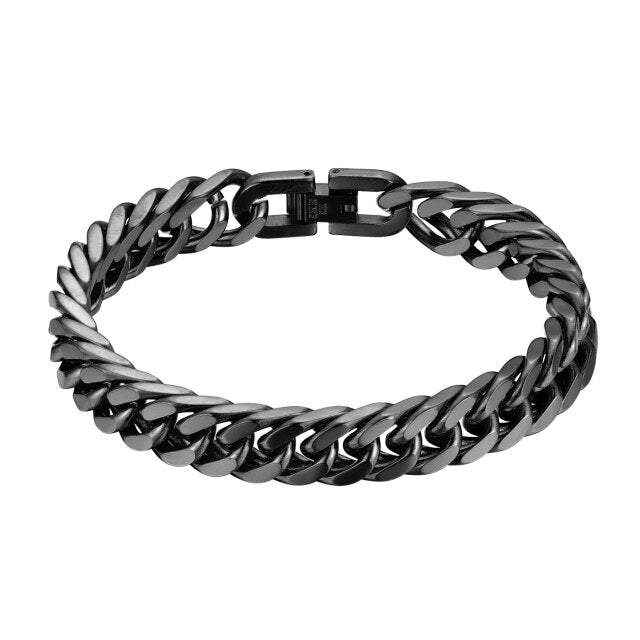 10mm No Tarnish Miami Cuban Link Stainless Steel Rose Gold 14k Silver Black Bracelets