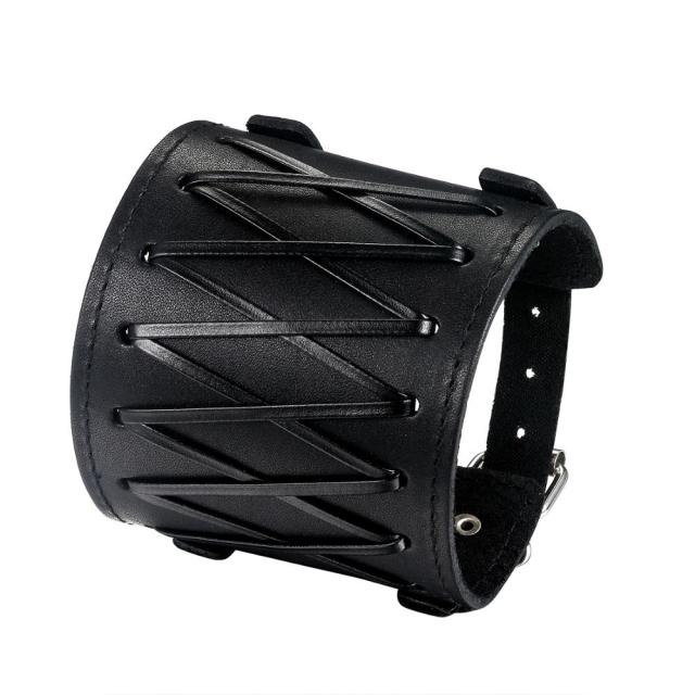 Mens Wide Cuff Pharaoh Fashion Spike Rivet Adjustable Leather Wristband Bracelets