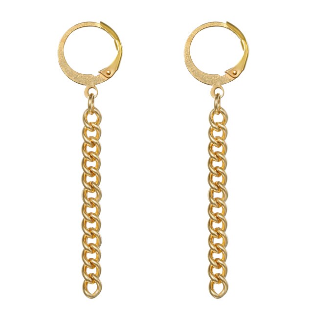 Stainless Steel High Fashion Hoop Tassel Dangling Earrings