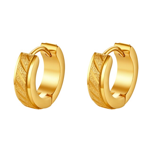 Classic Fashion Round No Fade No Tarnish Stainless Steel Huggie Hoop Bling Earrings