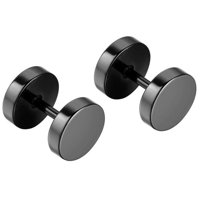Fashion No Fade Stainless Steel Dumbbell Screw Back Street Wear Earrings