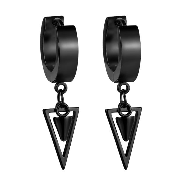 Triangle Hoop Huggie Dangling Unisex High Fashion No Fade Street Wear Classic Earrings