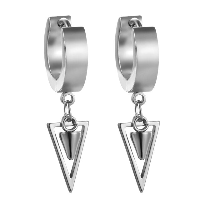 Triangle Hoop Huggie Dangling Unisex High Fashion No Fade Street Wear Classic Earrings