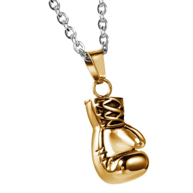 High Fashion Statement No Fade Stainless Steel Boxing Glove Hip Hop Pendant Chain Necklace