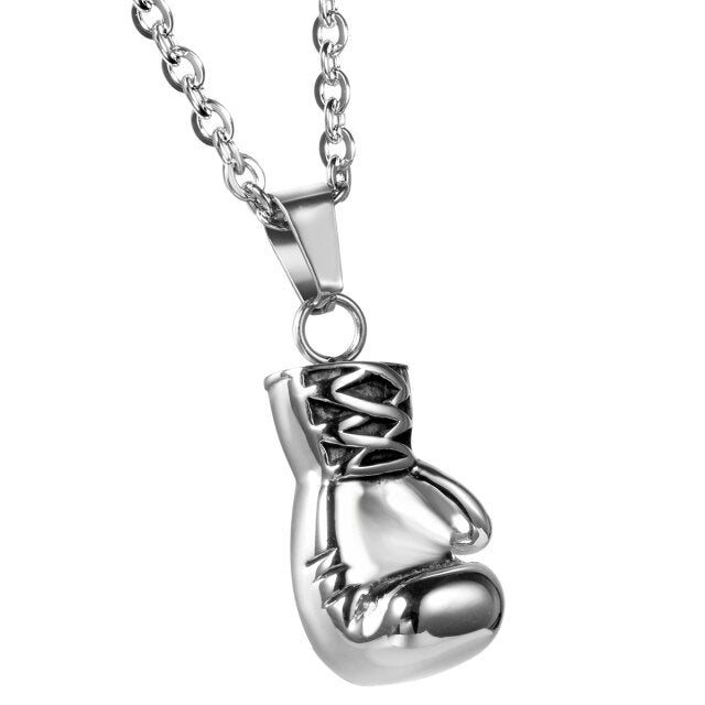 High Fashion Statement No Fade Stainless Steel Boxing Glove Hip Hop Pendant Chain Necklace