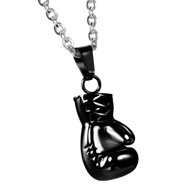 High Fashion Statement No Fade Stainless Steel Boxing Glove Hip Hop Pendant Chain Necklace