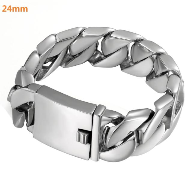 Big Boy No Fade 15mm 24mm 30mm Stainless Steel Cuban Link Hip Hop Street Wear Bracelets