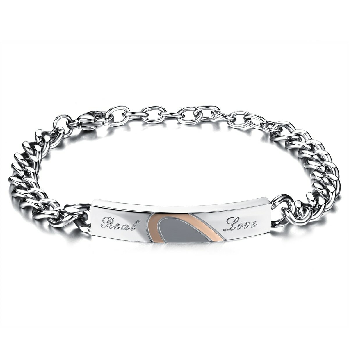 Couples Lovers Real Love No Fade Stainless Steel Heart Bracelet