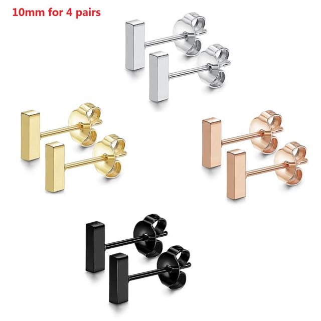 4 Pair Couples Lovers No Fade Stainless Steel Flat Bar Designer Earrings