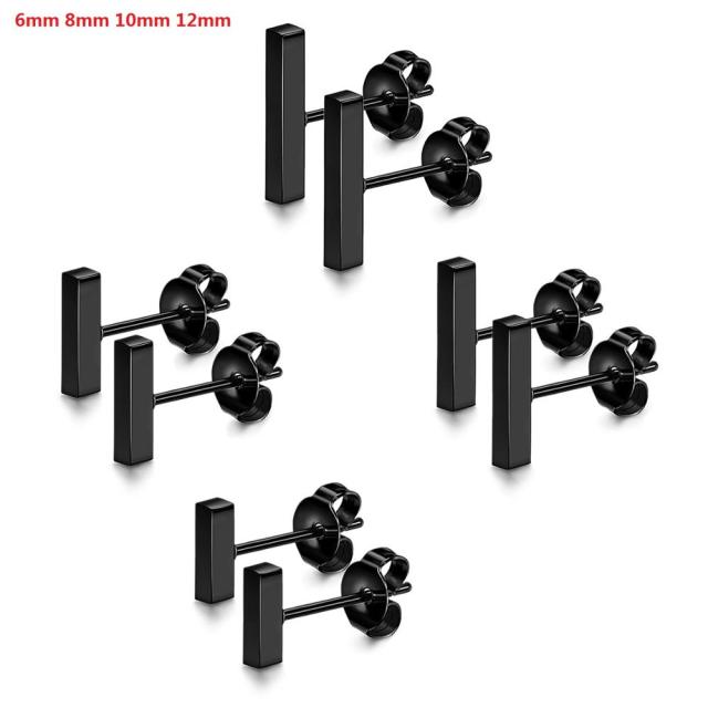 4 Pair Couples Lovers No Fade Stainless Steel Flat Bar Designer Earrings