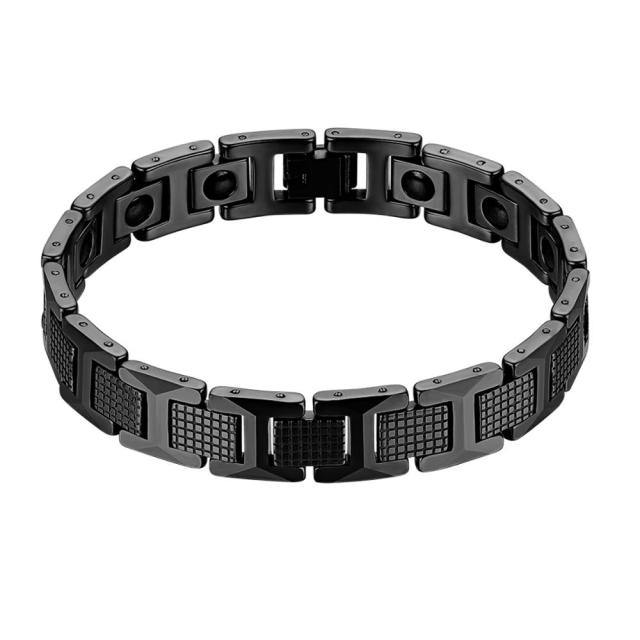 Mens Luxury Magnetic Stone Gold Tungsten Carbide Classic Casual Bracelet