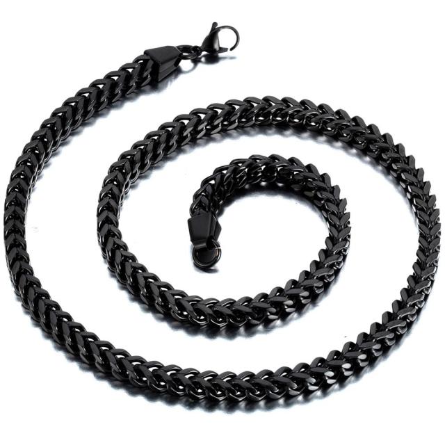 6mm Black Stainless Steel Classic Franco Link Men's Street Wear Hip Hop Chain Necklace