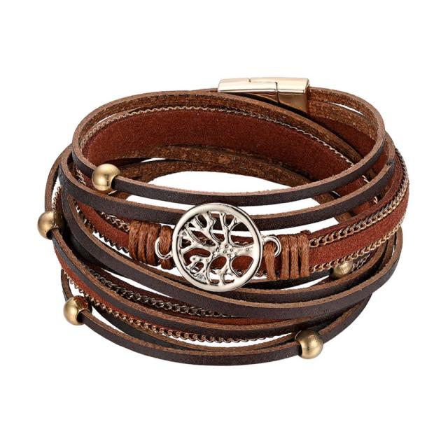 Tree Of Life | Leather Wrap Bangle Unique Design Bangle Bracelet