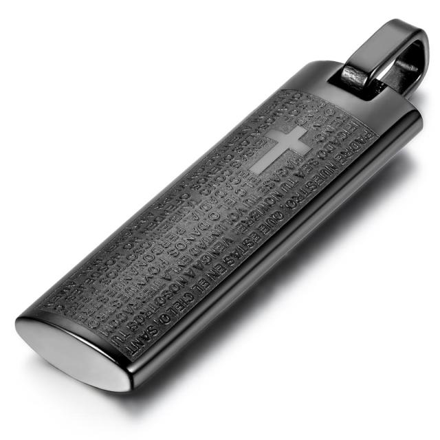 Mens Christian Jewelry Stainless Steel No Fade Spanish Prayer Pendant Chain Necklace