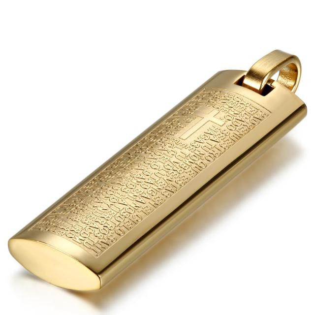 Mens Christian Jewelry Stainless Steel No Fade Spanish Prayer Pendant Chain Necklace