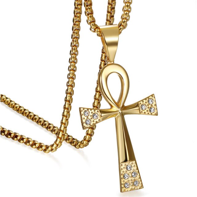 Stainless Steel Key Of Life Ancient African Ankh Cross Pendant