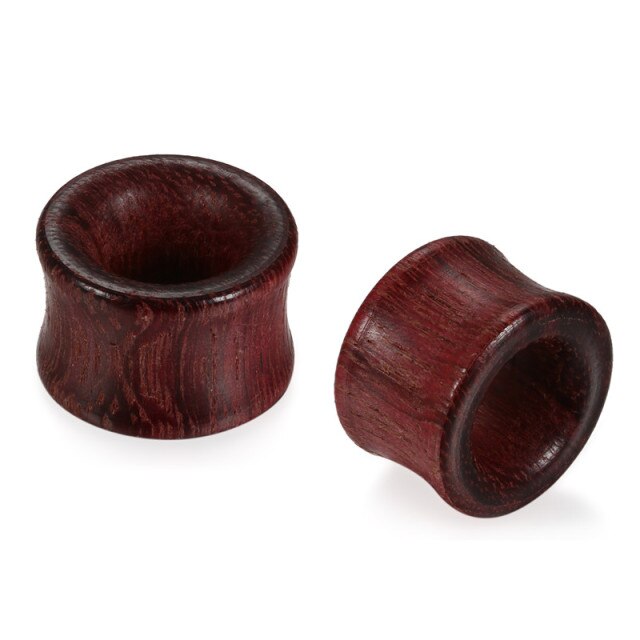 Hollow Wooden Handmade Red Wood Ear Tunnel Plug Earrings