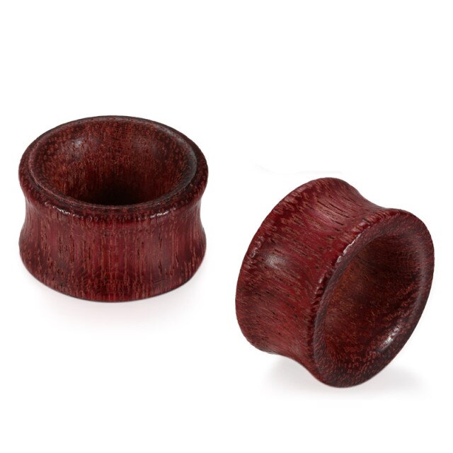 Hollow Wooden Handmade Red Wood Ear Tunnel Plug Earrings