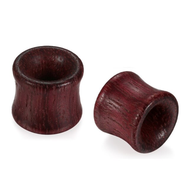 Hollow Wooden Handmade Red Wood Ear Tunnel Plug Earrings